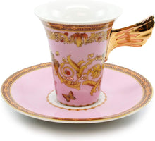 Load image into Gallery viewer, Vintage Pink 5-pc Place Setting 'Ladybug', Premium Bone China - EK CHIC HOME