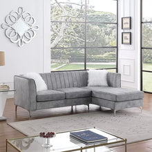 Load image into Gallery viewer, Grey Velvet Sectional Sofa with Right Chaise, Pillow Included - EK CHIC HOME