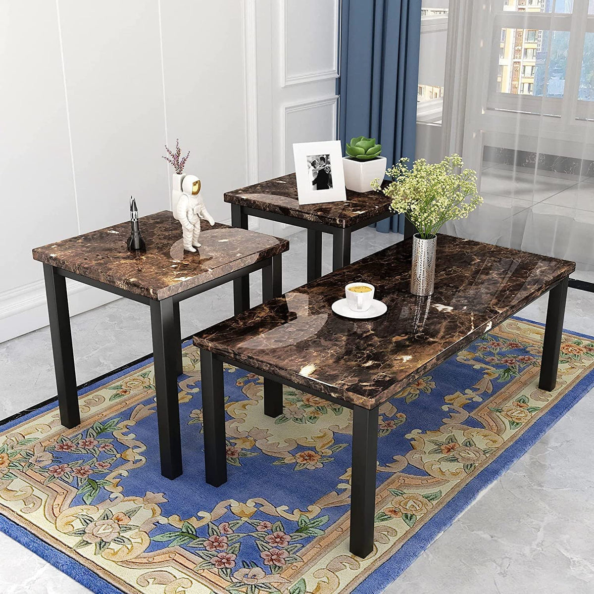 3 piece best sale marble table set