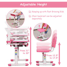 Load image into Gallery viewer, Height Adjustable Kids Desk Chair Set w/Lamp & Bookstand Pink - EK CHIC HOME