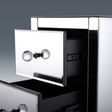 Load image into Gallery viewer, Set of 2 Mirrored Nightstand 2 Drawer Crystal Accent Silver Side Table - EK CHIC HOME