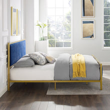 Load image into Gallery viewer, NAVY/GOLD Tufted Upholstered Low Profile Bed - EK CHIC HOME