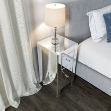 Load image into Gallery viewer, Set of 2 Mirrored Nightstand 2 Drawer Crystal Accent Silver Side Table - EK CHIC HOME
