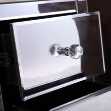 Load image into Gallery viewer, Set of 2 Mirrored Nightstand 3 Drawer Crystal Accent Silver Side Table - EK CHIC HOME