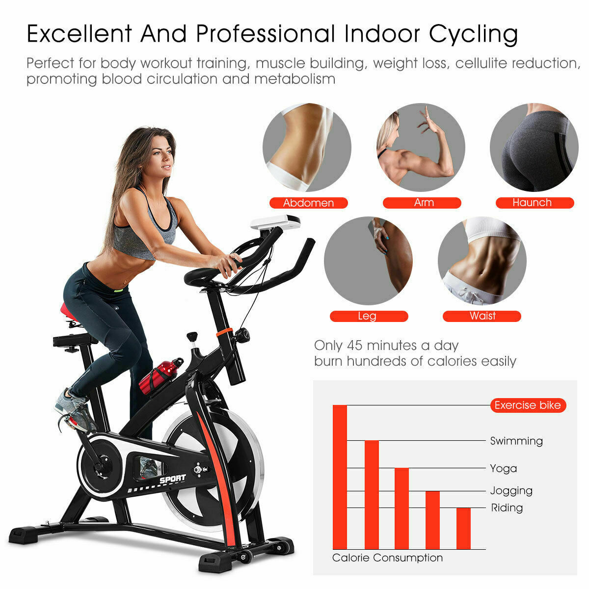 Exercise Indoor Bike Cardio Adjustable Gym Workout