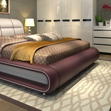 Load image into Gallery viewer, Genuine Leather Modern Bed W/Set of 2 Stands - EK CHIC HOME