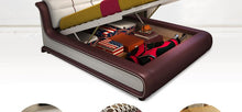 Load image into Gallery viewer, Genuine Leather Modern Bed W/Set of 2 Stands - EK CHIC HOME