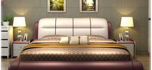 Load image into Gallery viewer, Genuine Leather Modern Bed W/Set of 2 Stands - EK CHIC HOME