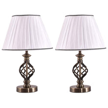 Load image into Gallery viewer, Set of 2 13" Antique Brass Bedside Table Lamp w/ LED Bulb Office Bedroom Light - EK CHIC HOME