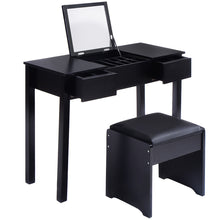 Load image into Gallery viewer, Black Vanity Dressing Table Set Mirrored W/Stool &Storage Box - EK CHIC HOME