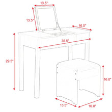 Load image into Gallery viewer, Black Vanity Dressing Table Set Mirrored W/Stool &Storage Box - EK CHIC HOME