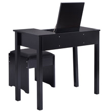 Load image into Gallery viewer, Black Vanity Dressing Table Set Mirrored W/Stool &Storage Box - EK CHIC HOME