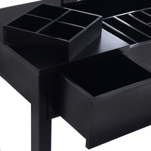 Load image into Gallery viewer, Black Vanity Dressing Table Set Mirrored W/Stool &Storage Box - EK CHIC HOME