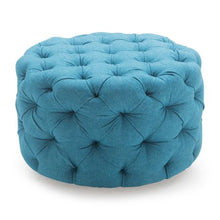 Load image into Gallery viewer, Round Tufted Ottoman - Teal - EK CHIC HOME