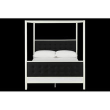 Load image into Gallery viewer, CHIC Soho Modern Canopy Bed, White Metal with Black Linen, Queen - EK CHIC HOME
