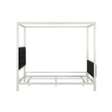 Load image into Gallery viewer, CHIC Soho Modern Canopy Bed, White Metal with Black Linen, Queen - EK CHIC HOME