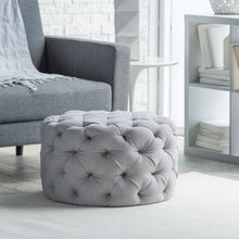 Load image into Gallery viewer, Round Tufted Ottoman - Grey - EK CHIC HOME