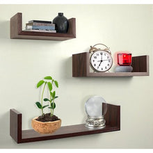 Load image into Gallery viewer, Set of 3 Floating U Shelves, Walnut Finish - EK CHIC HOME