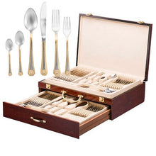 Load image into Gallery viewer, Italian Collection 'Greek Key' 75-Pc Premium Silverware Flatware Serving Set - EK CHIC HOME