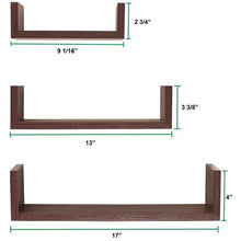 Load image into Gallery viewer, Set of 3 Floating U Shelves, Walnut Finish - EK CHIC HOME