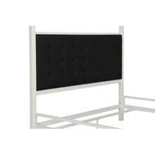 Load image into Gallery viewer, CHIC Soho Modern Canopy Bed, White Metal with Black Linen, Queen - EK CHIC HOME