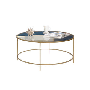 3 Piece Coffee Table Set with Coffee Table and Set of 2 End Table in Satin Gold - EK CHIC HOME