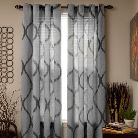 Metallic Window Panel Grommet Curtains, Set of 2 - EK CHIC HOME