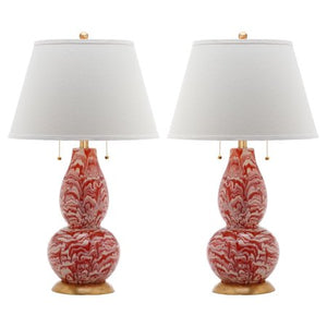 Color Swirls Glass Table Lamp with CFL Bulb, Multiple Colors, Set of 2 - EK CHIC HOME