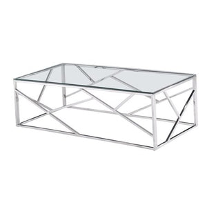 Glass Top Angled Gold Frame Coffee Table - EK CHIC HOME