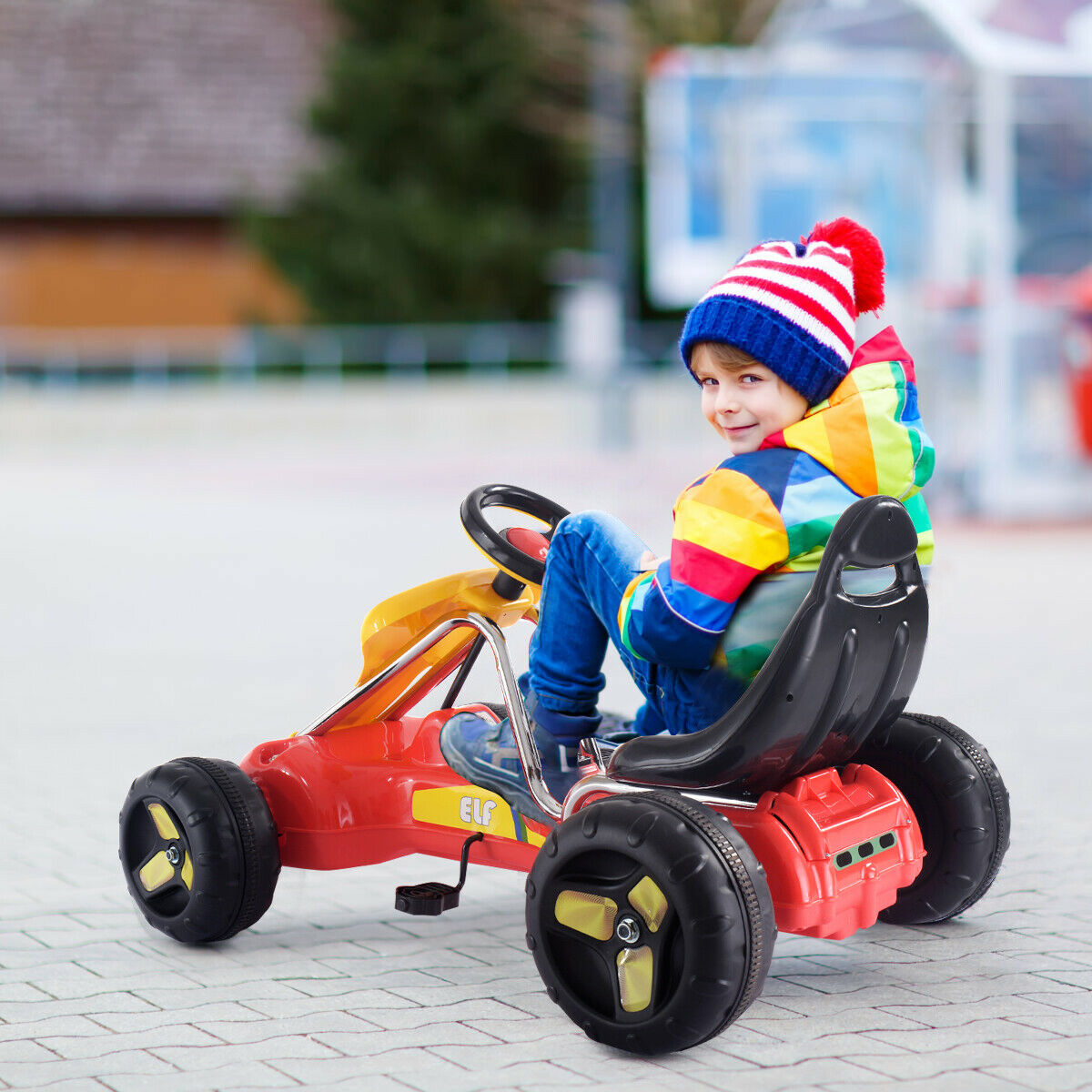 4 Wheel Racers Go Kart Kids Ride On Car Pedal Powered Car 4 Wheel Racer Toy