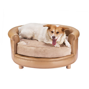 Chesterfield Faux Leather Large Dog Bed Designer Pet Sofa - EK CHIC HOME