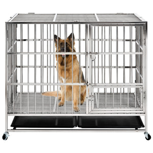 Stainless Steel Pet Crate - 45 inch - EK CHIC HOME