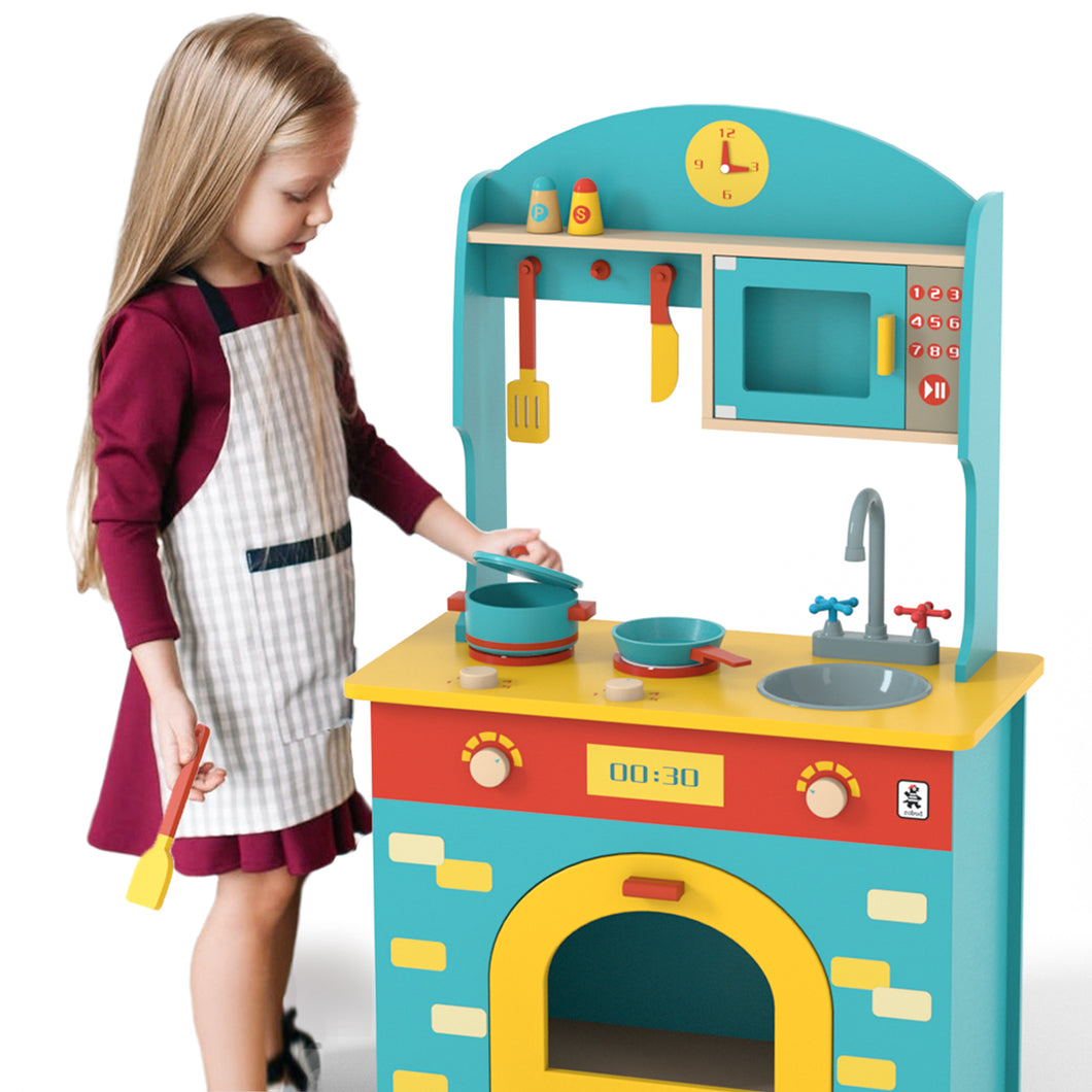 French Wooden Play Kitchen Set for Kids - EK CHIC HOME