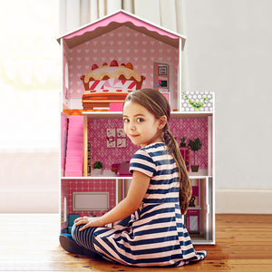 Dreamy Wooden Dollhouse, Gift for kids - EK CHIC HOME
