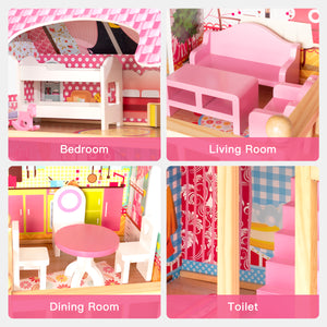 Dollhouse, House with 7 pcs Furniture, Play Accessories - EK CHIC HOME