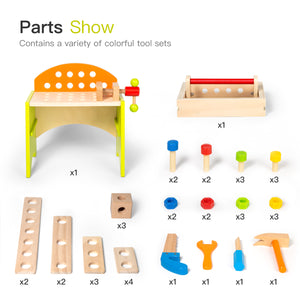 Wooden Play Tool Workbench Set for Kids Toddlers - EK CHIC HOME