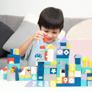 Wooden Building Blocks Set for Toddlers Kids,100 blocks - EK CHIC HOME