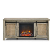 Load image into Gallery viewer, TV Stand up to 65 W/Electric Fireplace 4 Storage Shelves, Grey - EK CHIC HOME