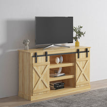 Load image into Gallery viewer, Farmhouse Sliding Barn Door TV Stand for up to 65 Inch. Rustic Style - EK CHIC HOME