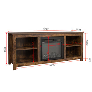 Classic 4 Cubby Fireplace TV Stand - Rustic Farmhouse - EK CHIC HOME