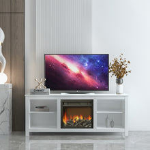 Load image into Gallery viewer, Classic 4 Cubby Fireplace TV Stand, White - EK CHIC HOME