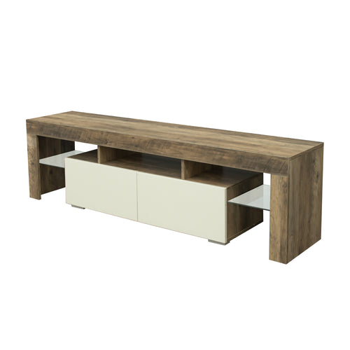 Living Room Furniture TV Stand Cabinet,Gray Walnet,White - EK CHIC HOME