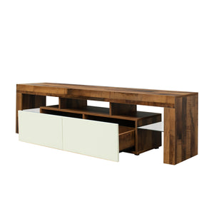 Living Room Furniture TV Stand Cabinet, Fir Wood, White - EK CHIC HOME