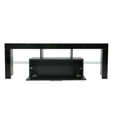 Load image into Gallery viewer, Black Morden TV Stand with LED Lights -High Gloss - EK CHIC HOME