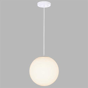 12" Modern White Glass Globe Pendant Light, White Finish - EK CHIC HOME