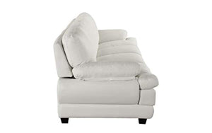 Classic Large Leather Sofa, 111" W inches (White) - EK CHIC HOME
