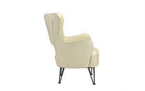 Modern Leather Accent Armchair with Shelter Style Living Room Chair - EK CHIC HOME