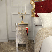 Load image into Gallery viewer, Set of 2 Mirrored Nightstand 2 Drawer Crystal Accent Silver Side Table - EK CHIC HOME
