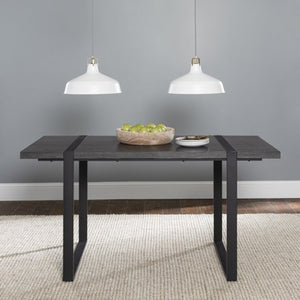 60" Industrial Metal & Wood Dining Table - Charcoal - EK CHIC HOME