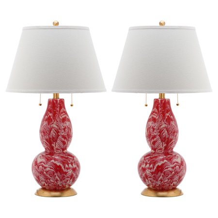 Color Swirls Glass Table Lamp with CFL Bulb, Multiple Colors, Set of 2 - EK CHIC HOME
